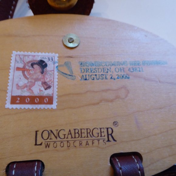 Longaberger Homecoming Bee Station 2000 Kiddie Basket Purse Leather Strap Stamp - Picture 6 of 16